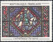 France 1965 Stained Glass/ Art/ Window/ Sens Cathedral/ Crafts/ Horses/ Transport 1v (n43447)