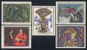 France 1966 Art / Paintings / Tapestry / Stained Glass / Horses / Bull 5v set (n32998)