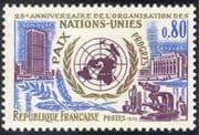 France 1970 UN 25th/ United Nations/ Buildings/ Architecture/ Microscope/ Peace/ Progress 1v (n43319)
