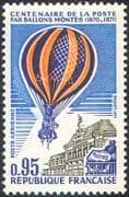 France 1971 Hot Air Balloon / Pigeons / Flight / Transport / Airmail / Postal 1v (n33310)