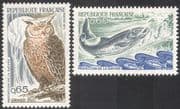 France 1972 Eagle Owl/ Salmon/ Fish/ Birds/ Raptors/ Wildlife/ Nature Protection 2v set (n24250)