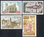France 1972 Red Deer / Nature / Animals / Chateaux / Tourism / Buildings 4v set (n36958)