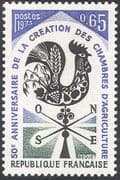 France 1973 Cockerel/ Birds/ Chambers of Agriculture 50th Anniversary/ Farming 1v (n23448)