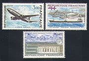 France 1973 Plane / Aviation / Aircraft / Ship / Nautical / Telephone / Transport 3v n33313