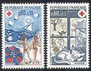 France 1974 Red Cross / Cat / Beach / Birds / Seasons 2v n23251