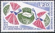 France 1974 UPU 100th Anniv/ Peacocks/ Birds/ Animation/ Mail/ Post/ Communications 1v (n29278)