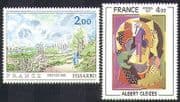 France 1975 Art / Paintings / Pissaro / Gleizes / Modern / Abstract 2v set (n38542)