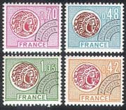 France 1975 Coins / Money / Commerce / Pre-cancel / History 4v set (n40243)