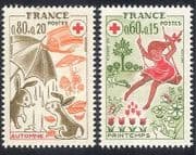 France 1975 Red Cross / Rabbits / Fungi 2v set (n20406)