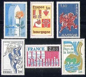 France 1975 Tourism  /  Flowers  /  Cattle  /  Regions 6v (n30968)