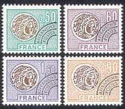France 1976 Coins / Money / Commerce / Pre-cancel / History 4v set (n40255)