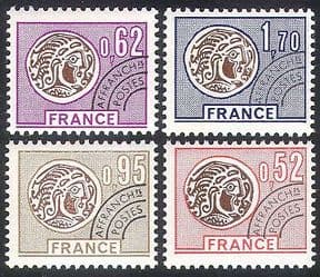 France 1976 Coins  /  Money  /  Commerce  /  Pre-cancel  /  History 4v set (n40257)