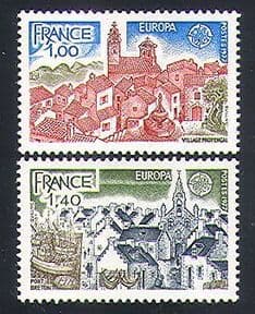 France 1977 Europa  /  Buildings  /  Fishing Boats  /  Church  /  Architecture 2v set (n33075)