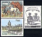 France 1978 Horses / Bridge / Art / Paintings 3v set (n30582)