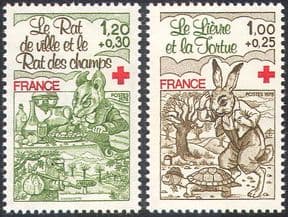 France 1978 Red Cross  /  Medical  /  Tortoise  /  Hare / Health/ Welfare/ Fables/ Stories 2v n29941