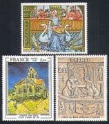 France 1979 Art / Paintings / Carving / Church / Birds / Music / Artists / van Gogh 3v n33512