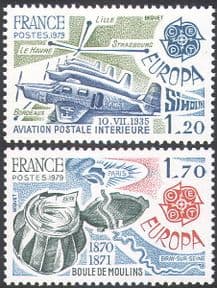 France 1979 Europa/ Planes/ Aircraft/ Aviation/ Air Mail/ Transport 2v set (n24298)