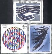 France 1980 Art/ Paintings/ Artists/ Abstract/ Modern/ Contemporary 3v set (n42028)
