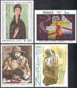 France 1980 Art/ Paintings/ Sculpture/ Tapestry/ Music/ Organ/ Artists 4v set (n41968)