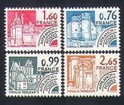 France 1980 Buildings / Forts / Chateau / Architecture / Pre-cancel 4v set (n33078)
