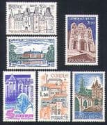 France 1980 Tourism / Buildings / Cathedral / Architecture / Bridge / Abbey 6v set n33013
