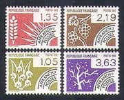 France 1983 Seasons/ Pre-cancels/ Grapes/ Wheat/ Flowers / Trees / Nature 4v set (n37643)