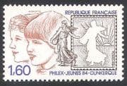 France 1984 Children / Stamp-on-Stamp / S-on-S / StampEx / Philately / Animation 1v n40699