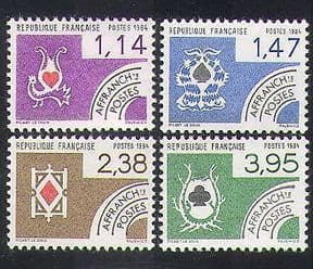 France 1984 Playing Cards  /  Pre-cancels  /  Animation 4v set (n37364)
