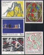 France 1985 Modern Art / Painting / Sculpture / Stained Glass / Dog / Statue 5v set n35152