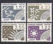 France 1985 Snowflake / Bird / Flower / Months / Pre-cancels / Animation 4v set (n36255)