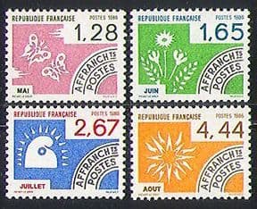 France 1986 Nature  /  Butterflies  /  Flowers  /  Months 4v n32057