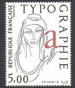 France 1986 Typography  /  Printing  /  Woman  /  Art  /  Design  /  Animation 1v (n37108)