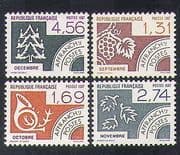 France 1987 Months / Pre-cancels / Grapes / Christmas Tree / Horn 4v set (n37366)