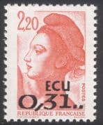 France 1988 "Liberty"/ ECU 0.31 Surcharge/ Currency/ Art 1v (n45302)