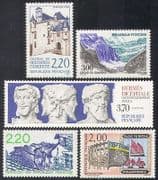 France 1988 Tourism / Ship / Buildings / Statue / Chateau / Rocks / Transport 5v set n39700