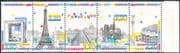 France 1989 Paris Buildings/ Eiffel Tower/ Notre Dame Cathedral/ Opera 5v set s-t strip (n43423)