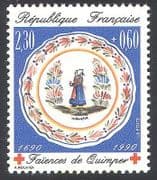 France 1990 Red Cross Fund / Health / Welfare / Ceramics / Plate / Design 1v (n40675)