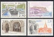 France 1990 Tourism/ Canal/ Boat/ Abbey/ Buildings/ Architecture/ Carving 4v set (n39698)