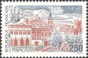 France 1991 Church/ Castle/ Buildings/ Ship/ Perpignan/ Congress/ Philately/ Architecture 1v n41271