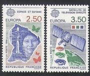 France 1991 Europa / Space / Eye / Communications / Satellite / Butterflies 2v set n35398