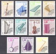 France 1992 Music / Musical Instruments / Pre-cancel / Guitar / Harp / Piano 11v (n40235)