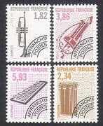 France 1993 Musical Instruments / Pre-cancels / Xylophone / Trumpet / Drum 4v set n36254