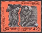 France 1993 Resistance Fighters / Heroes / Sculpture / Art / War 2v set s-t pr (n36954)