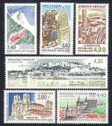 France 1993 Tourism / Buildings / Trains / Abbey / Castle / Architecture 6v set (n32763)
