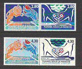 France 1994 Rail / Railways / Transport / Tunnel / Building / Engineering 4v set (b655)