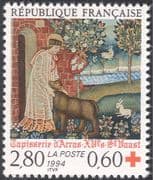 France 1994 Red Cross/ Medical/ Health/ Tapestry/ Art/ Sewing/ Craft/ Saint 1v (n43635)