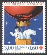 France 1996 Red Cross Fund/ Polar Bear/ Snowman/ Air Balloon/ Bears/ Animation 1v (s71)