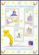France 1998 Antoine de Saint-Exupery/ Little Prince/ Fox/ Book/ Writer/ StampEx/ Animation 5v m/s (n29619)
