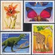 France 2000 Museum/ Butterfly/ Dinosaur/ Giraffe/ Animals/ Nature 4v set (n46251d)
