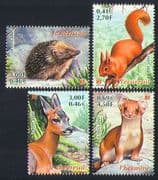 France 2001 Animals/ Wildlife/ Nature/ Hedgehog/ Red Squirrel/ Deer/ Convservation 4v set (n32571)